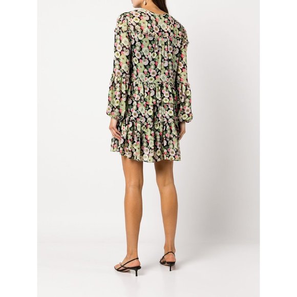 Cinq A Sept Dita Floral Print Long Sleeve Minidress in Prickly Pear Multi Size 4 - Picture 4 of 11